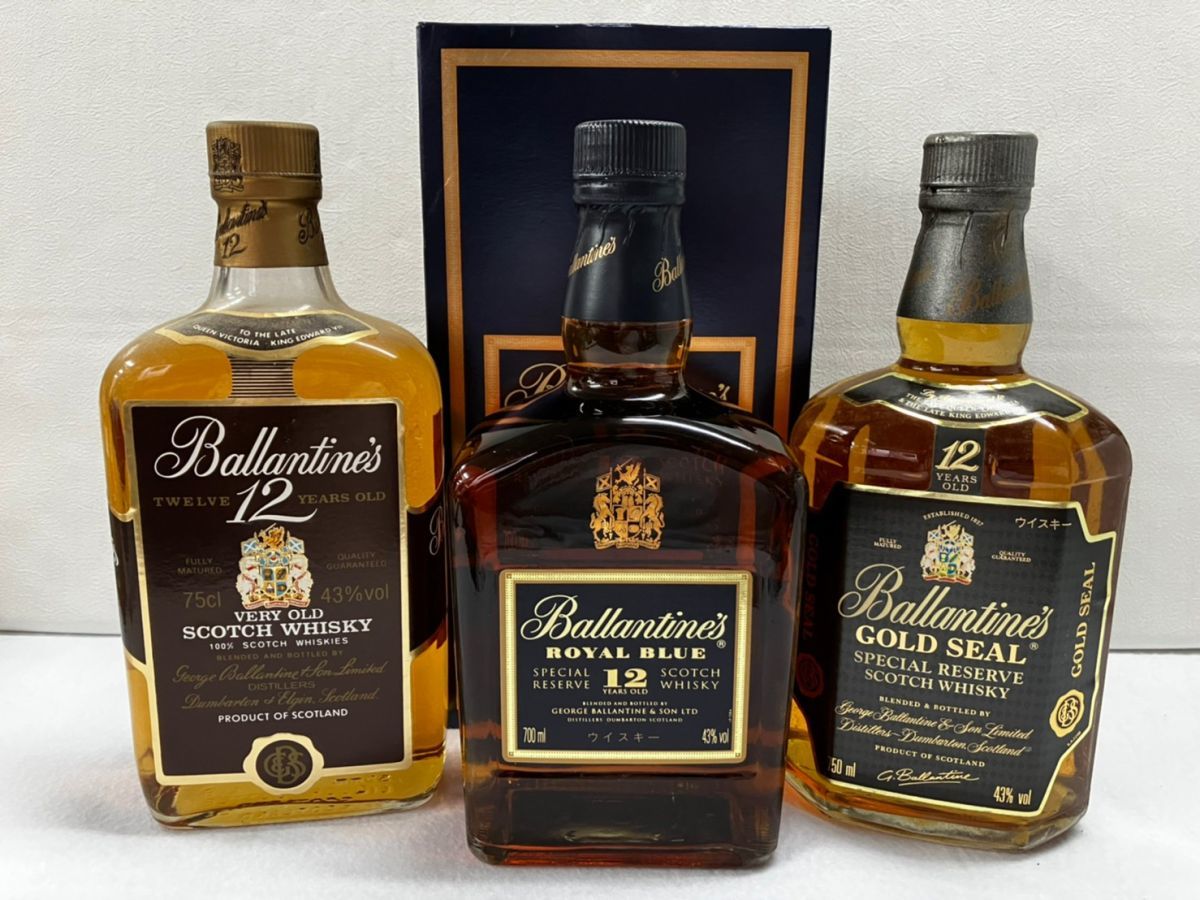  O439-K18-3422 Ballantines バランタイン 3本セット 12年/ROYAL BLUE/GOLD SEAL スコッチウイスキー 700-750ml 43% 未開栓 ①(スコッチ)｜売買されたオークション情報、yahooの商品情報をアーカイブ公開 - オーク スコッチ
