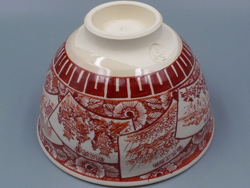 希少 繊細 手描き 犬山焼 犬山本窯 五代 尾関作十郎 作 犬山八景図