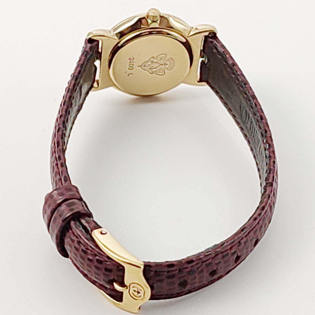稼働品 GUCCI レディース 腕時計 クオーツ ストーン装飾 ゴールド 