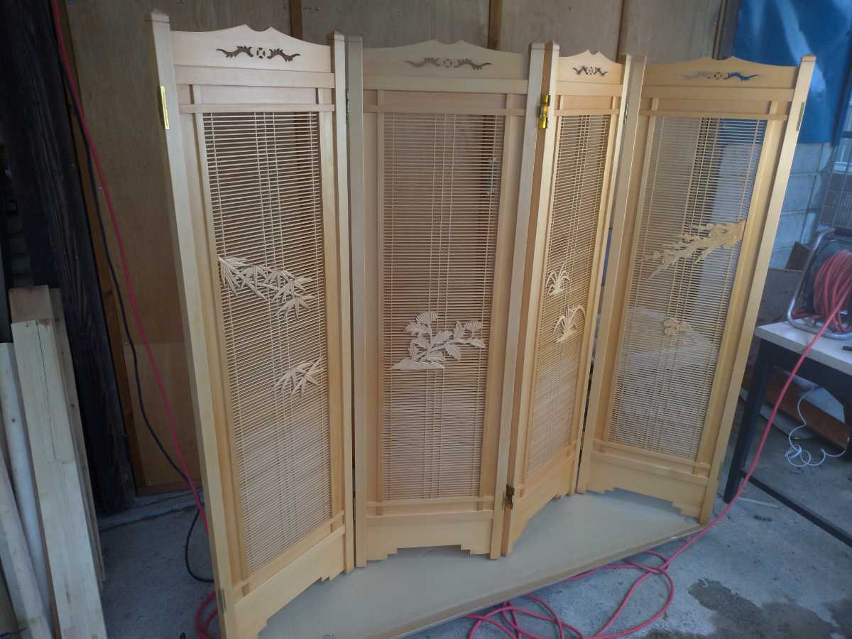 正規品 引取歓迎 ヒノキ屏風 檜 パーティション TKG712-3 和式 高さ1520幅455厚さ25(折りたたみ式)｜売買されたオークション情報、yahooの商品情報をアーカイブ公開 - オークファン 折りたたみ式