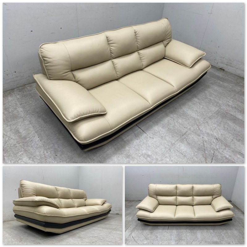 T663☆展示美品☆ニトリ☆3人掛けソファ☆本革張り☆ゾロ4☆大人気 