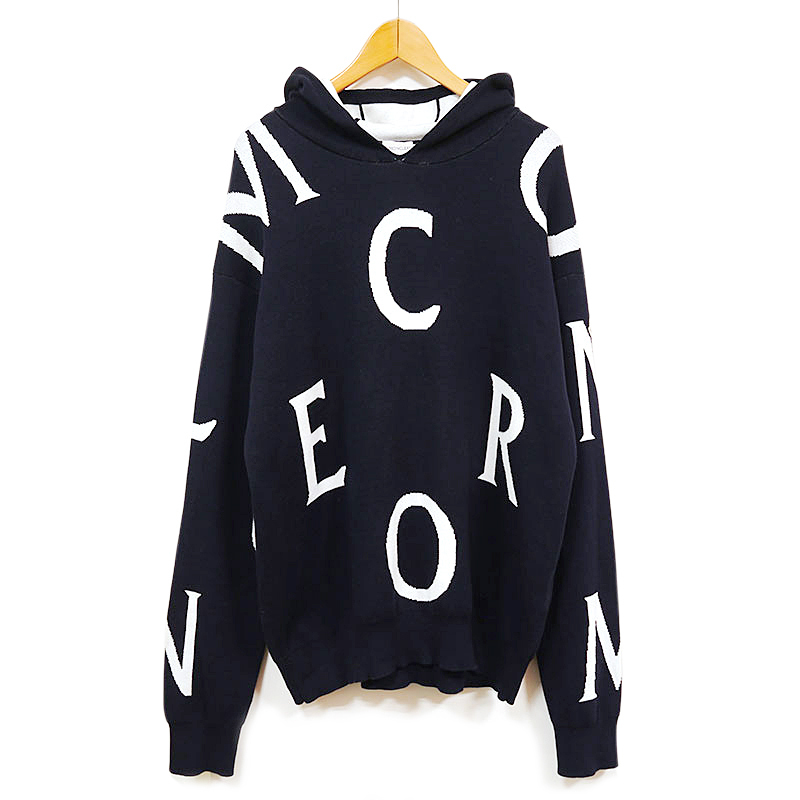 モンクレール MONCLER ニットパーカー コットン94%・ポリアミド5%・スパンデックス1% ダークネイビー系 メンズXL 2022SS