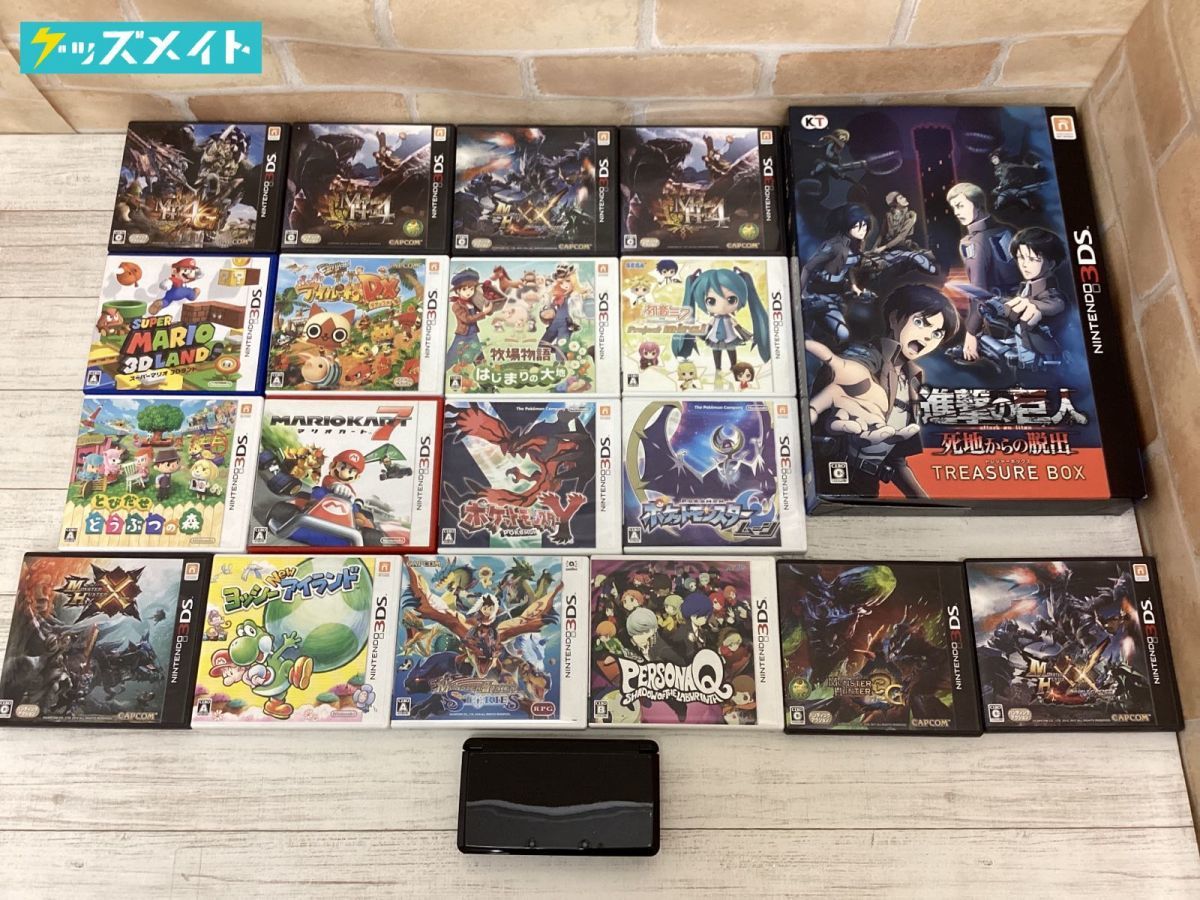 【現状】 ニンテンドー 3DSソフト まとめ売り マリオカート7、とびだせ どうぶつの森、ポケットモンスタームーン、本体 ブラック 他