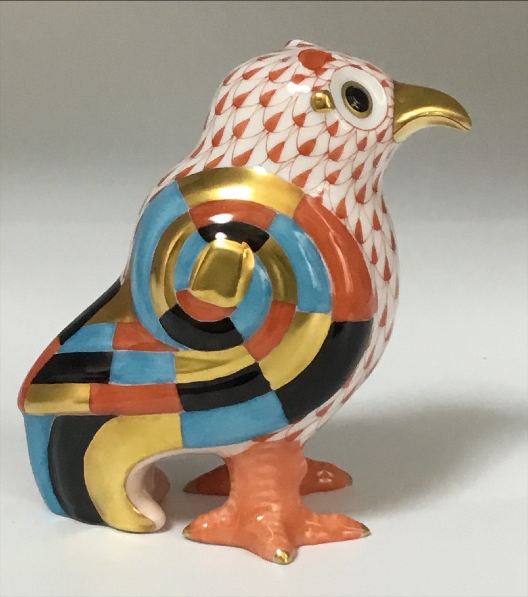 212168【状態良好】【未使用】HEREND Owi Cliub　ヘレンド　梟　フクロウ　置物　3000個限定　専用箱付き