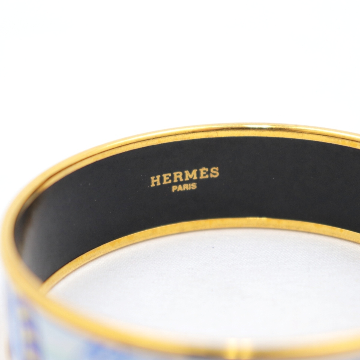 バングル HERMES エルメス エマイユGM エマイユ 馬柄 メタル ゴールド