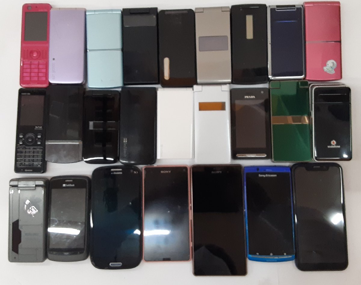 izu◇ジャンク品◇1円スタート 携帯電話 ガラケー スマートフォン 25台