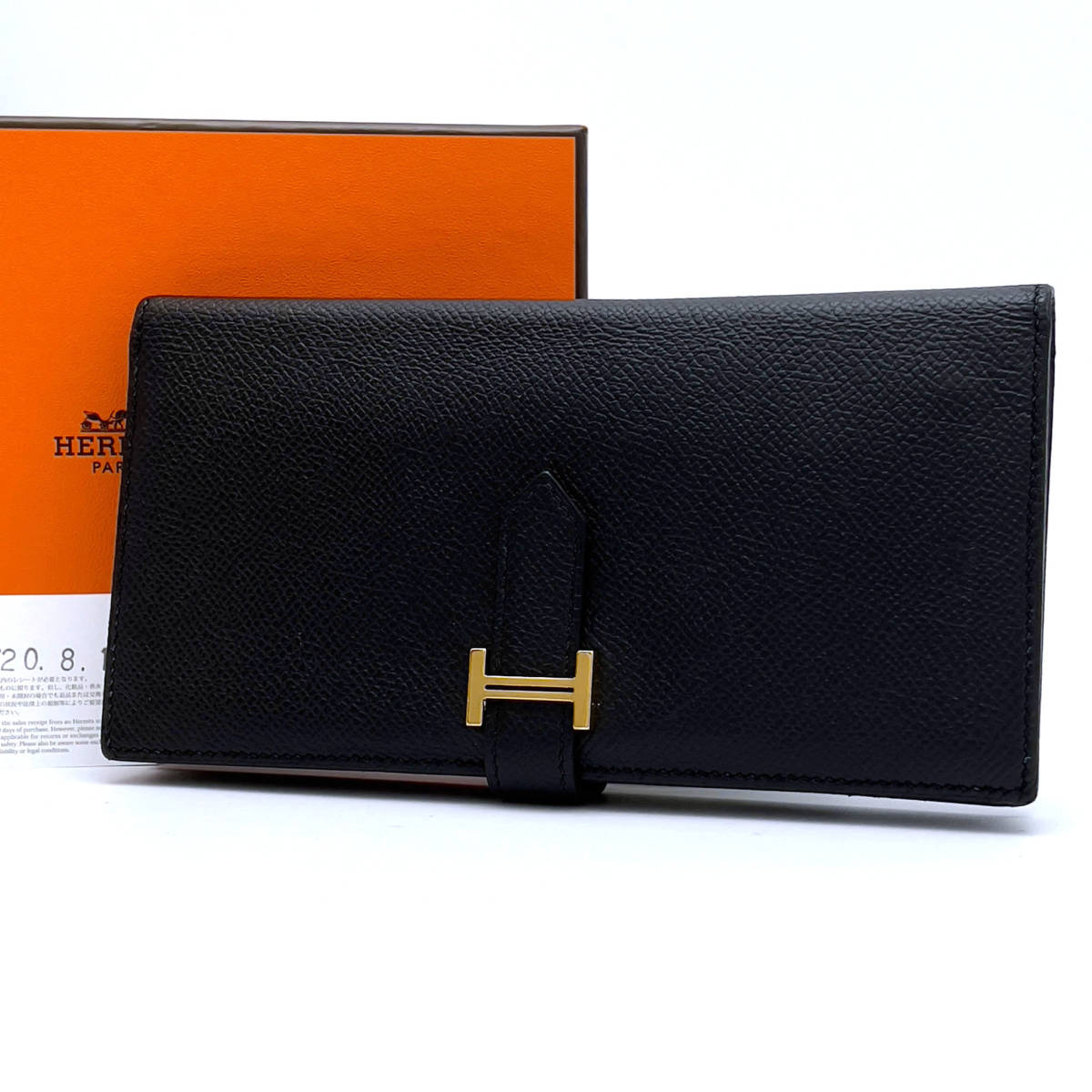 e53◇美品◇エルメス Herms ベアンスフレ ヴォー・エプソン 長財布 黒 