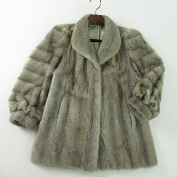 r4f072006☆SAGA MINK 金サガ サファイヤミンク 横段袖 8分丈コート 着丈