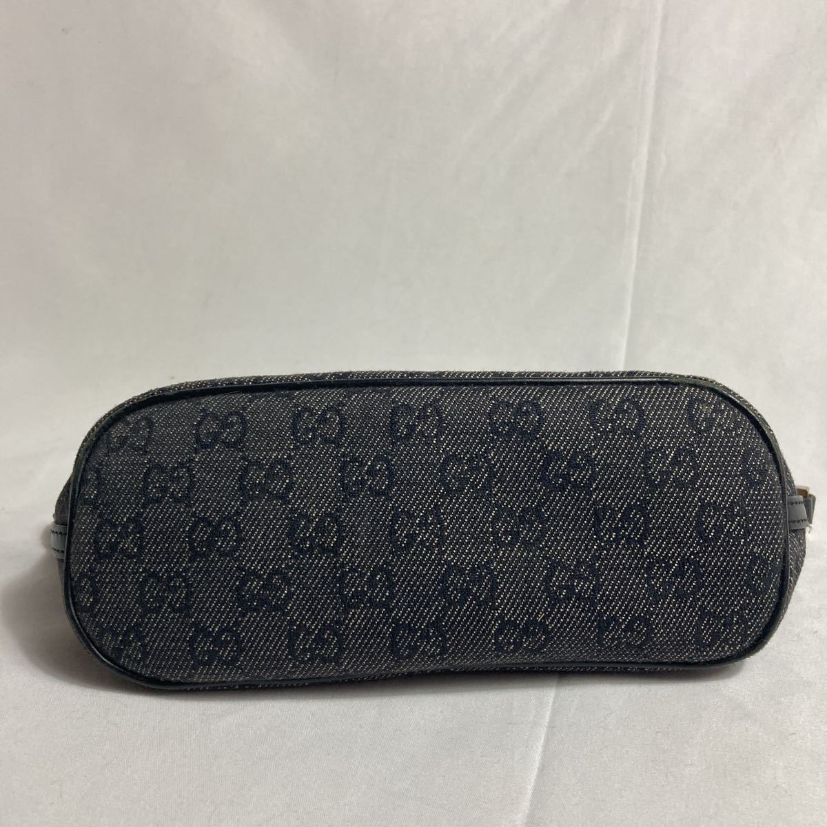 GUCCI グッチ アクセサリーポーチ 黒 ブラック デニム GG キャンバス 