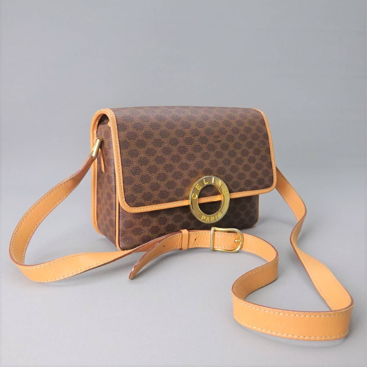 セリーヌ マカダム PVC ハンドバッグ CELINE ブラウン マカダム柄 