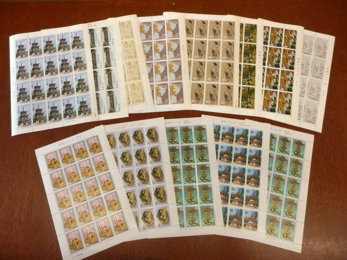 未使用 日本 切手 04 / 50円 60円 62円 国宝シリーズ 第1集〜8集 額面 