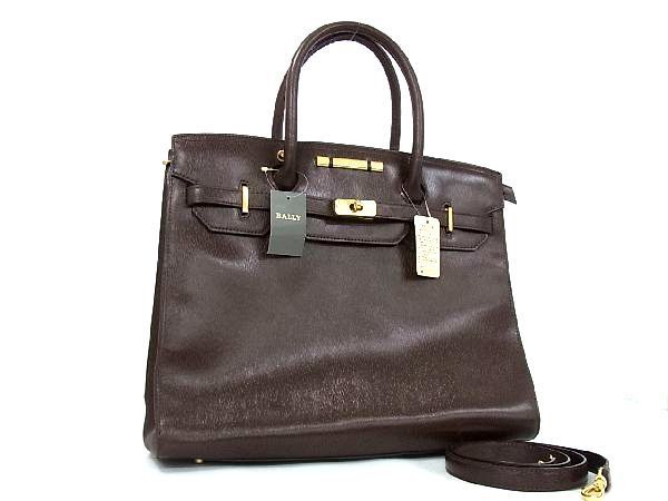 1円 ■美品■ BALLY バリー レザー バーキン型 トートバッグ ハンドバッグ 手提げ 手持ちかばん メンズ レディース ブラウン系 CA0553タア
