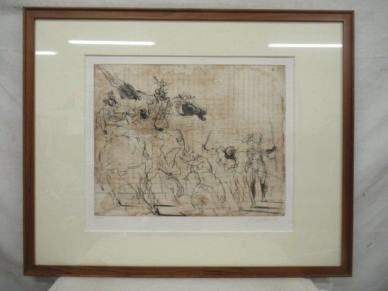 E0639 クロード・ワイズバッシュ 「サビヌの人 習作」 銅版画 額装 10 