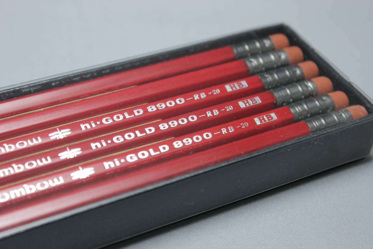 昭和レトロ トンボ ゴム付き鉛筆 ハイゴールド hi-GOLD 8900-RB-20 HB