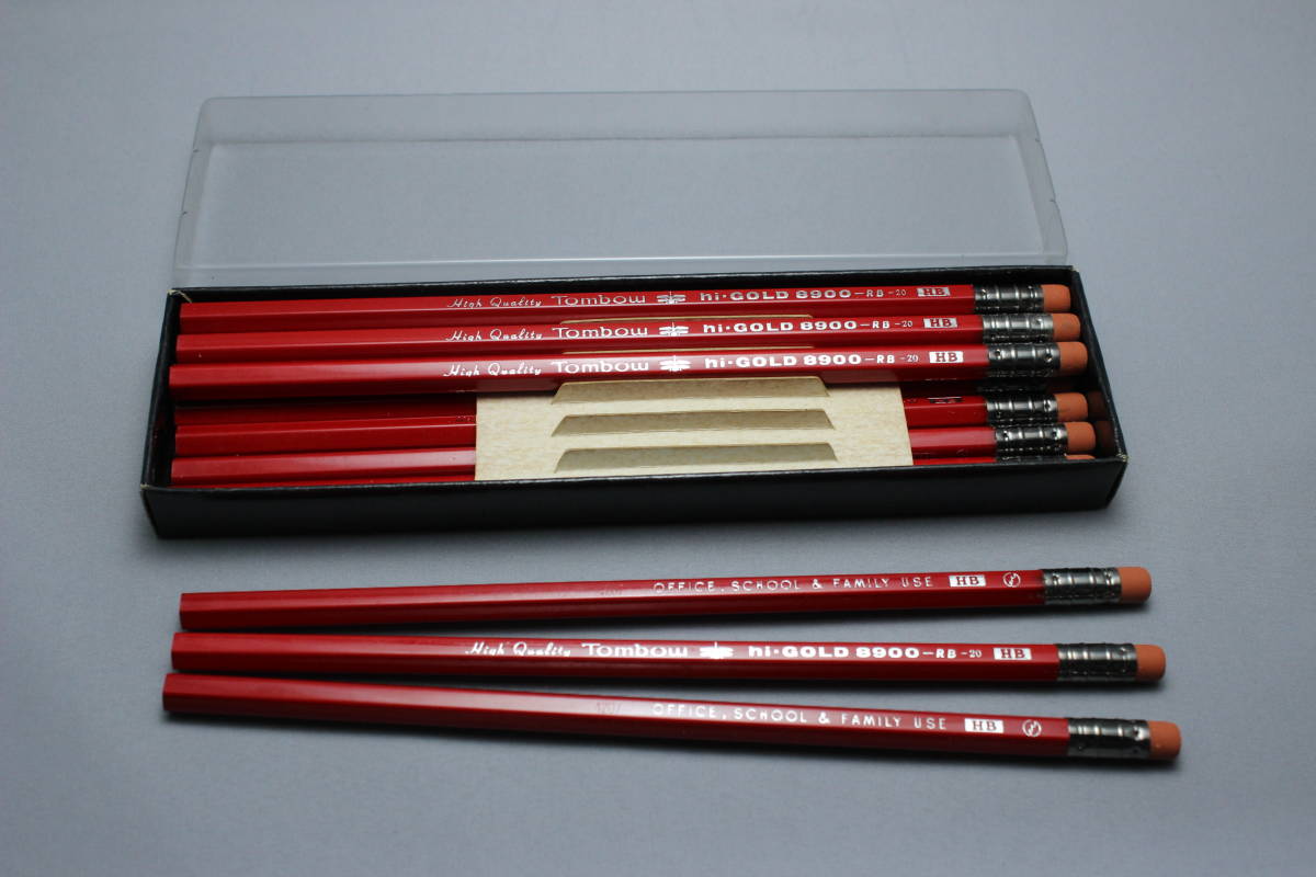 昭和レトロ トンボ ゴム付き鉛筆 ハイゴールド hi-GOLD 8900-RB-20 HB