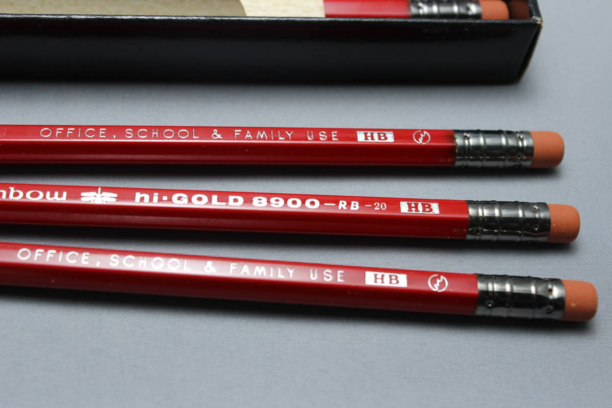 昭和レトロ トンボ ゴム付き鉛筆 ハイゴールド hi-GOLD 8900-RB-20 HB