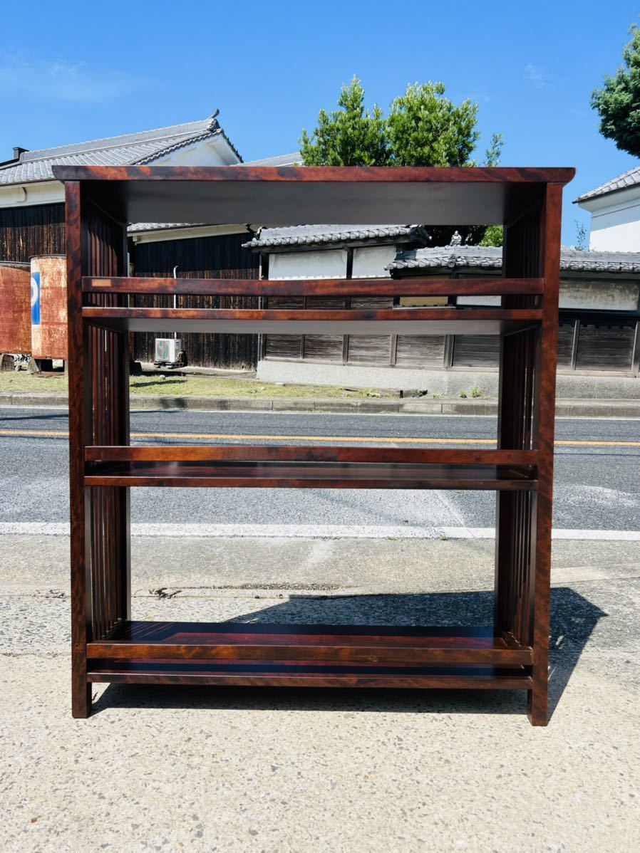 希少/高級/松本民芸家具 #117型/刻印有/書棚 オープンシェルフ 格子 