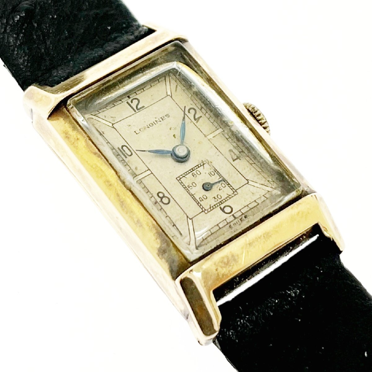 ロンジン LONGINES レザーベルト ゴールド文字盤 希少 ゴールド 