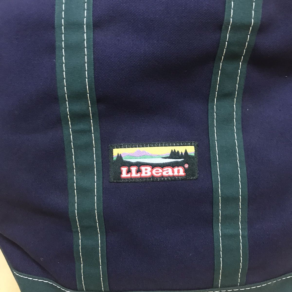 美品 L.L.Bean トート ネイビー×グリーン LLBEAN エルエルビーン 