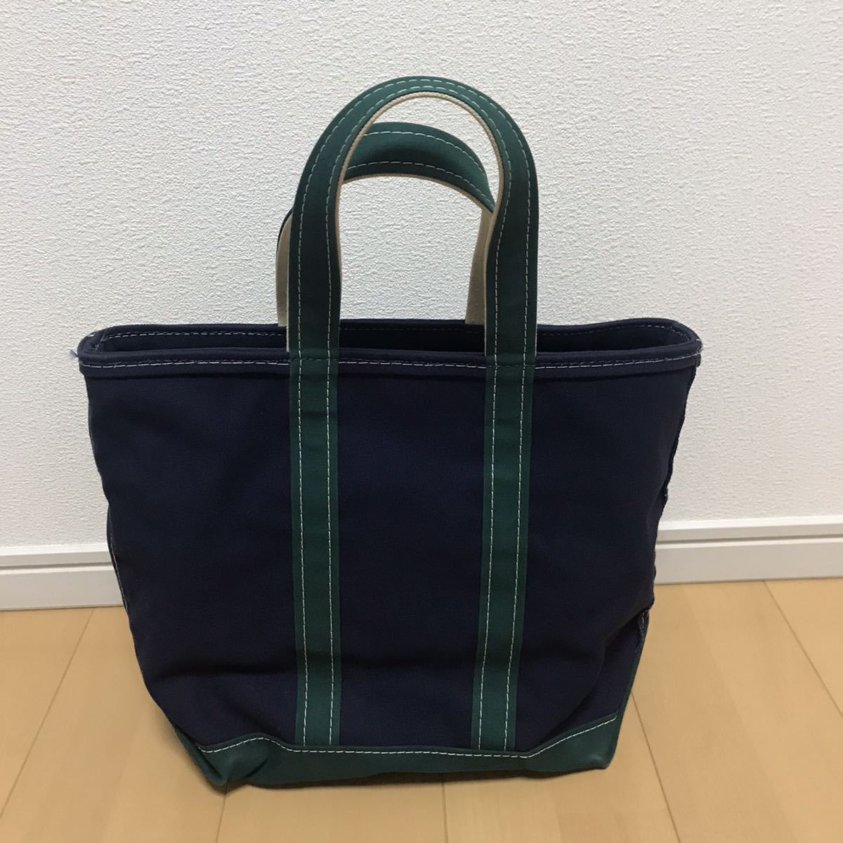 美品 L.L.Bean トート ネイビー×グリーン LLBEAN エルエルビーン 