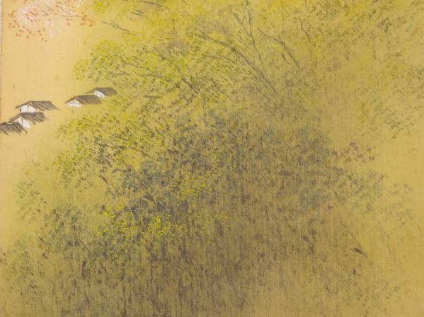 鑑定　平井　楳仙　東山春色図　掛軸　共箱・二重箱　軸先象牙