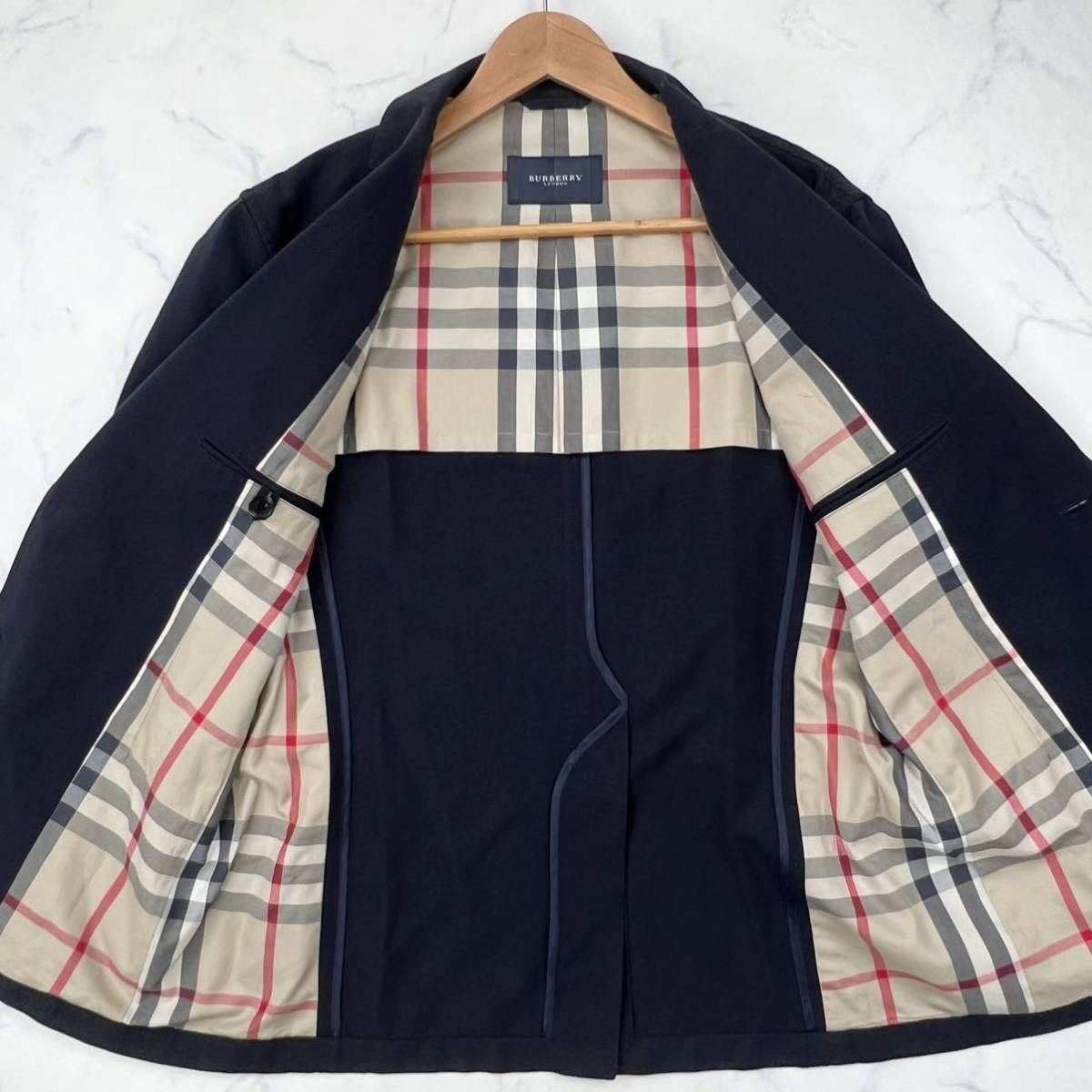 美品 バーバリー ロンドン テーラードジャケット アンコン リネン100% M A1 BURBERRY LONDON【一流の定番】リネン混 テーラード アンコン