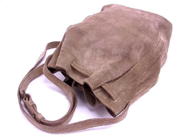 1円 PRADA プラダ スエード 巾着型 ショルダーバッグ クロスボディ  