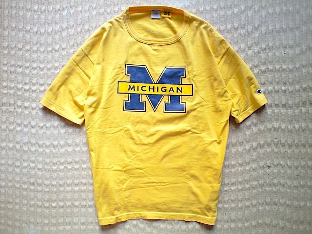 低価，安い 大きめ XLサイズ USA製 Champion T1011 ヘビーウェイト Tシャツ イエロー ミシガン 大学 MICHIGAN(半袖Tシャツ)｜売買されたオークション情報、yahooの商品情報をアーカイブ公開 - オークファン 男性用