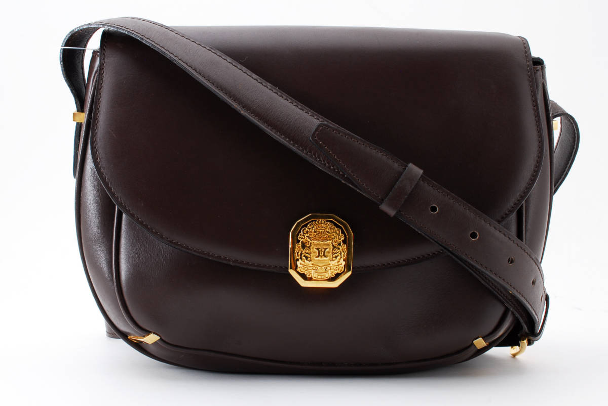 ショルダーバッグ CELINE セリーヌ オールレザー ロゴ レザー