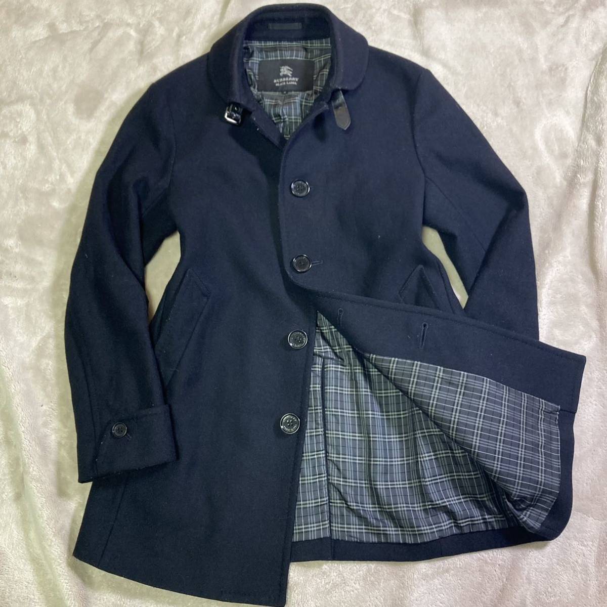 BURBERRY BLACK LABEL マリンコート Mサイズ ☆良好☆極上！カシミヤ混☆バーバリーブラックレーベル マリンコート