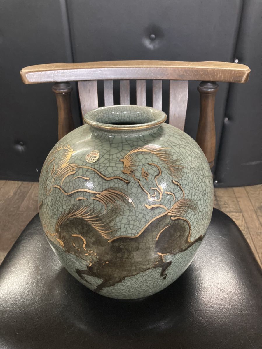 相馬焼 花瓶 花器 壺 陶芸 金彩 馬 双馬 高さ約28.5cm 骨董 Yahoo!オークション - 「相馬焼 花瓶」の落札相場・落札価格
