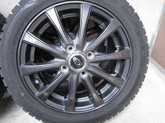 バリ山）ガンメタ色14インチホイール+165/55R14スタッドレス4本セット 