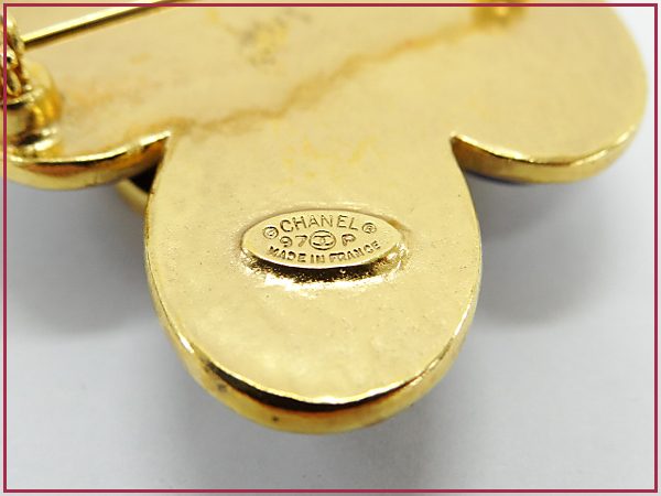 1円 シャネル 97P ココマーク クロスブローチ 青×ゴールド色