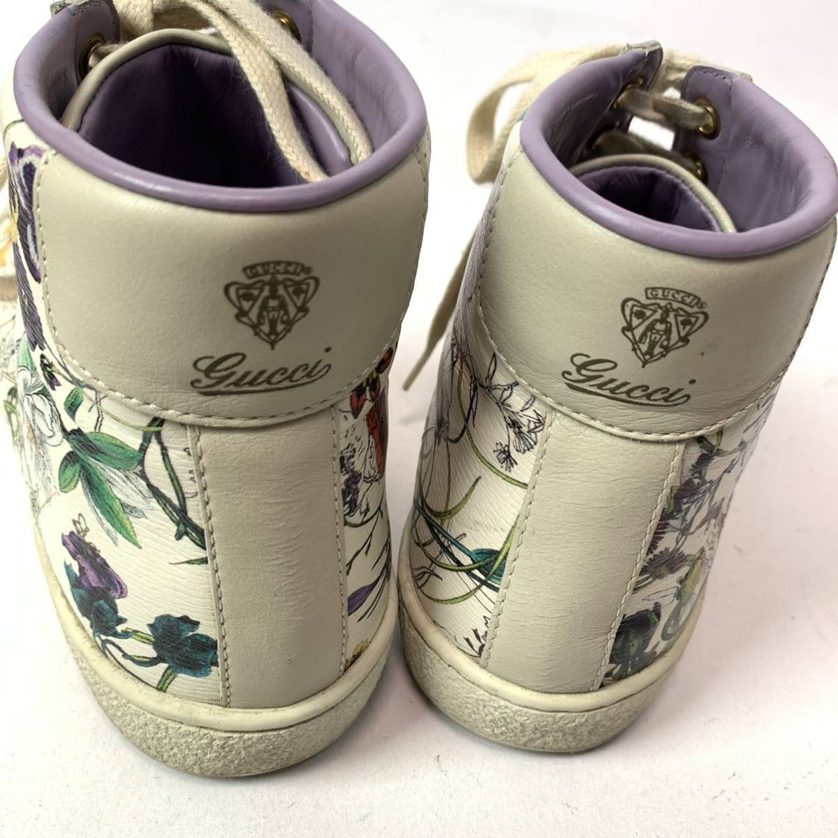 m197 GUCCI グッチ フローラ ハイカット スニーカー キャンバスレザー 