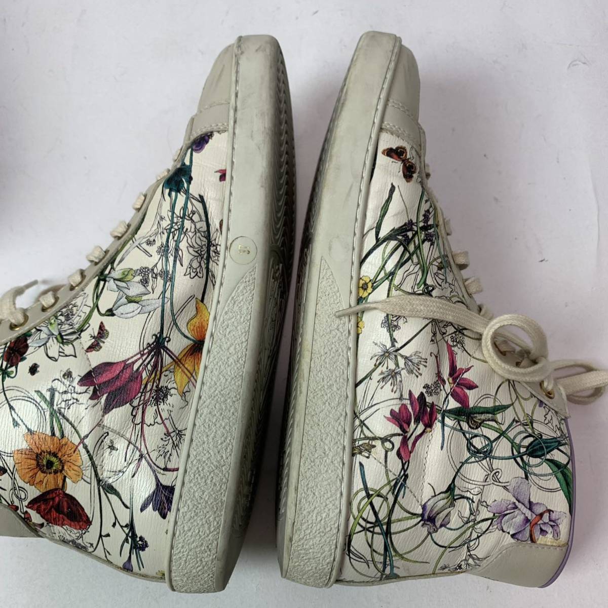 m197 GUCCI グッチ フローラ ハイカット スニーカー キャンバスレザー 