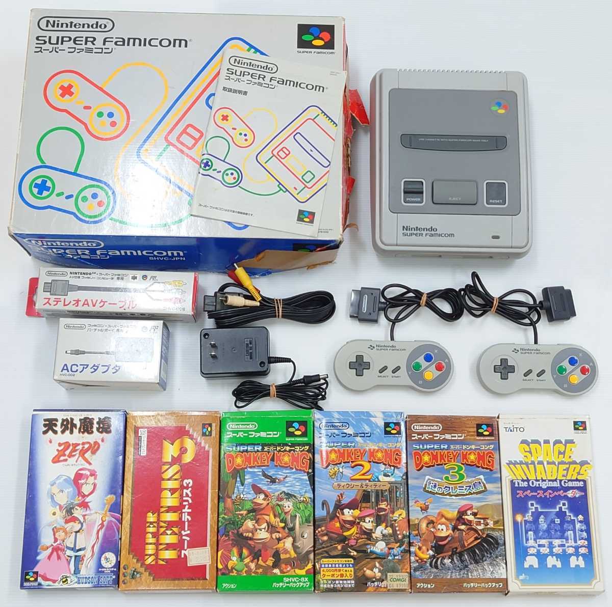 BK-1383】 Nintendo スーパーファミコン 本体 SHVC-001 ソフト 6点