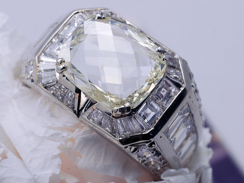 【1円スタート送料無料!】定価1480万『オールドカット 2.098ct』天然イエローダイヤリング I1 14号 Pt900 注目 新品 贈答品 鑑定書付き_1