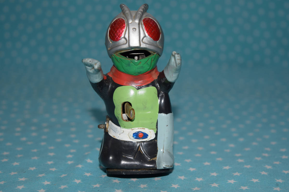 791】ヨネザワ 発火(小) 仮面ライダー2号 可動 ゼンマイ☆当時 ブリキ 