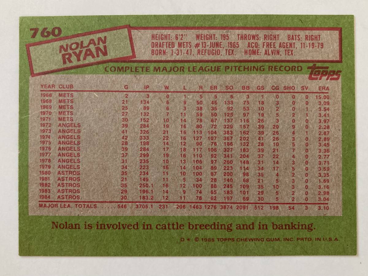 ☆超激レア[Nolan Ryan/ノーラン・ライアン]直筆サイン入りカード 