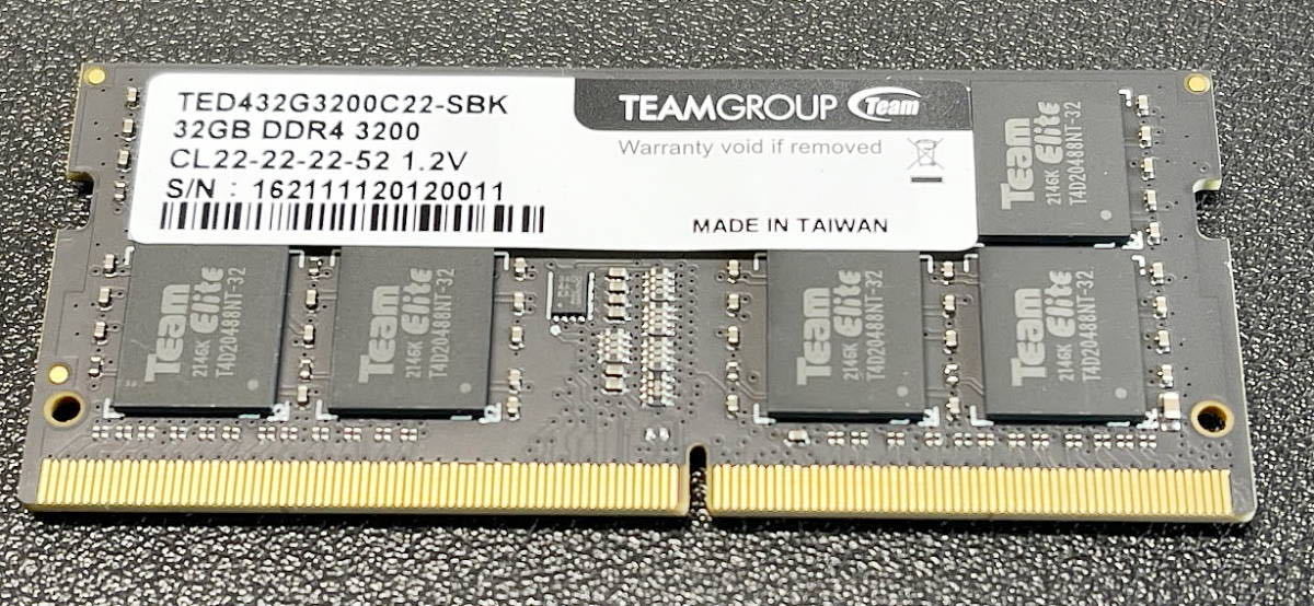 Team ノートPC用 SO-DIMM DDR4 3200MHz PC4-25600 32GB TeamノートPC用