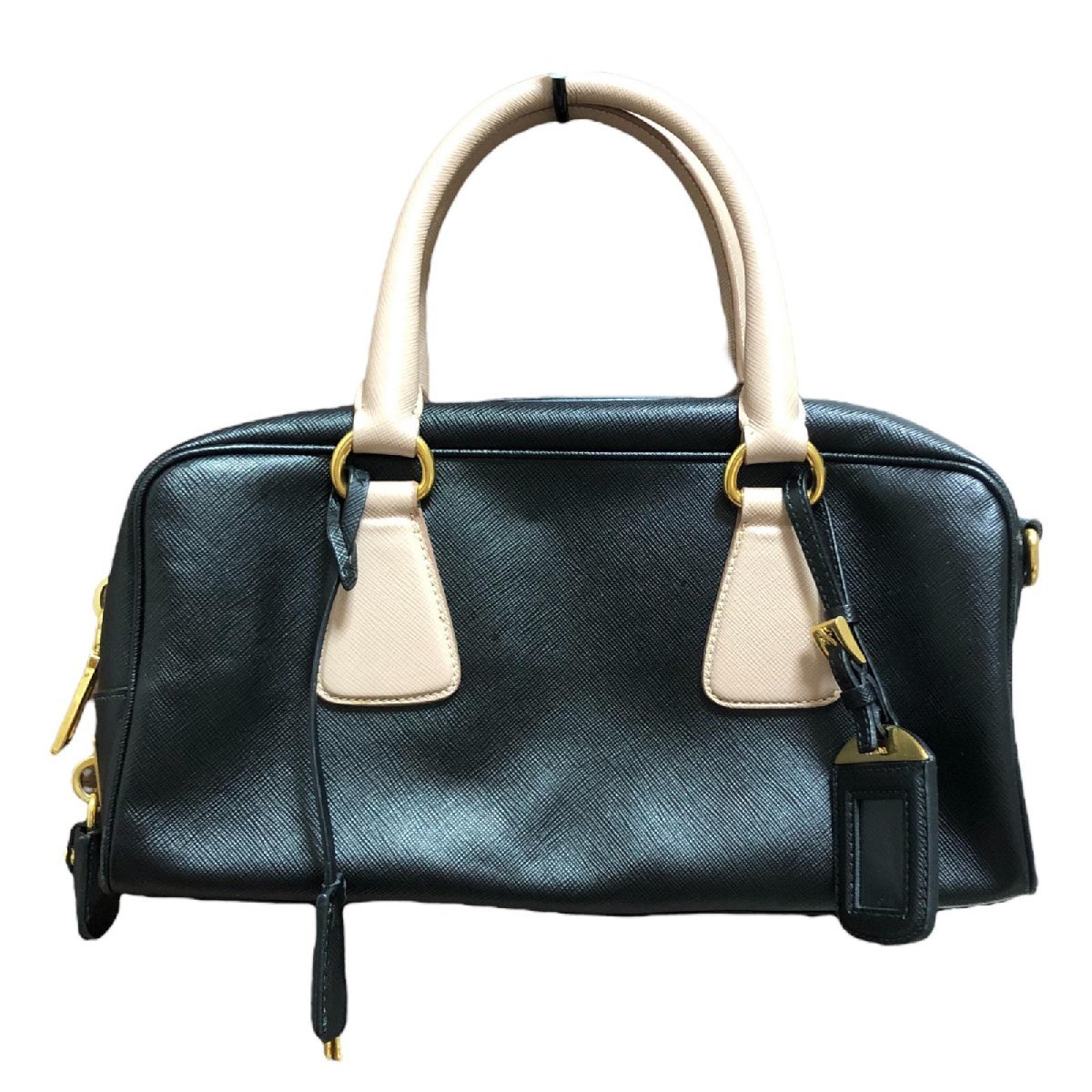 1円 PRADA プラダ サフィアーノ バイカラー ハンドバッグ 2WAYバッグ 