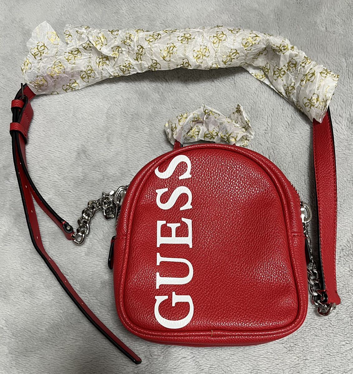 未使用 GUESS ショルダーバッグ レッド 赤 ロゴ ゲス(合成皮革)｜売買 