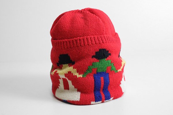 【新品】yohji yamamoto ニット帽　ビーニー　ヨウジヤマモト Yohji Yamamoto POUR HOMME ◇ニットキャップ 赤 刺繍 ビーニー ニット
