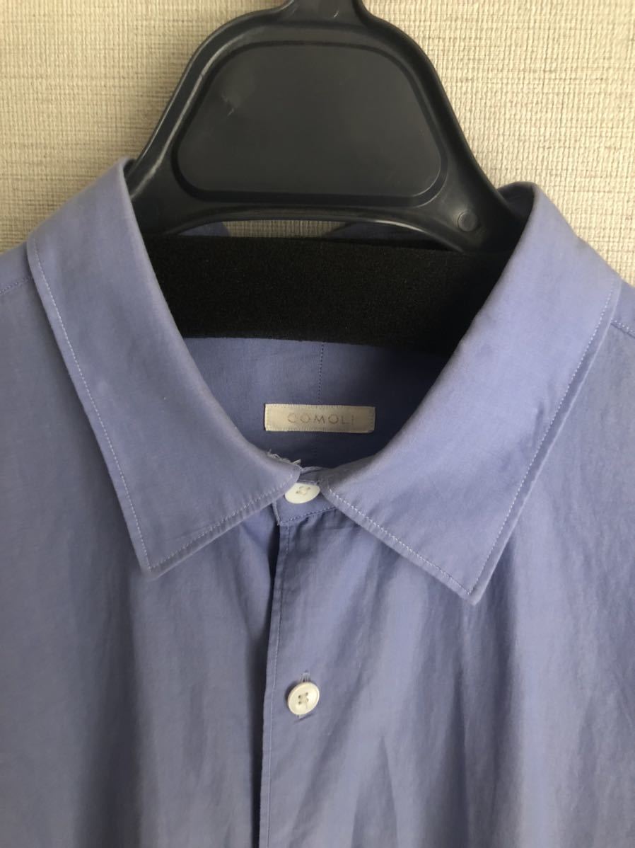 19SS 【Comoliシャツ】 コモリシャツ SAX サイズ3 長袖 中古 【公式通販】