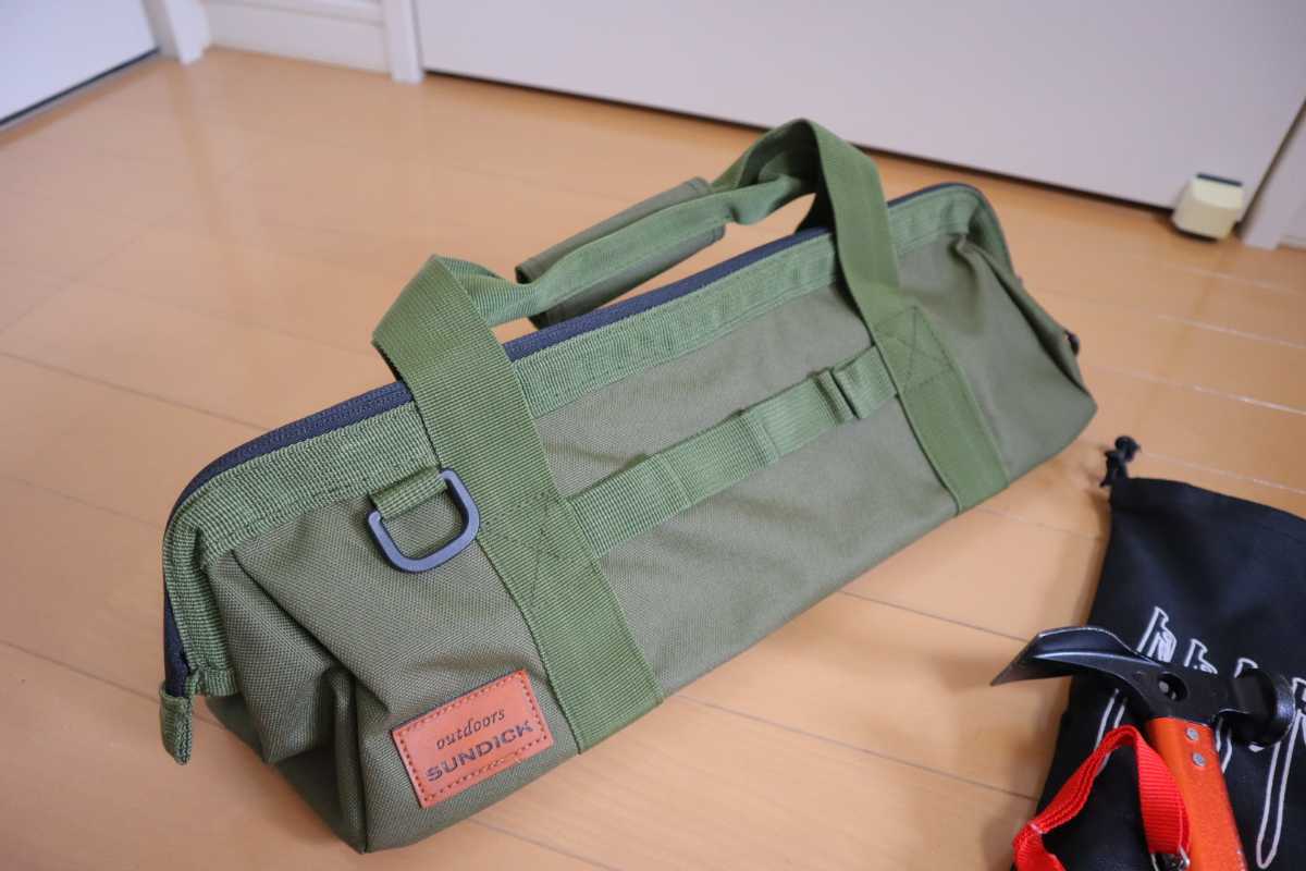 やまページ 新品・送料無料】ペグケース 収納バッグ グリーン （キャンプ