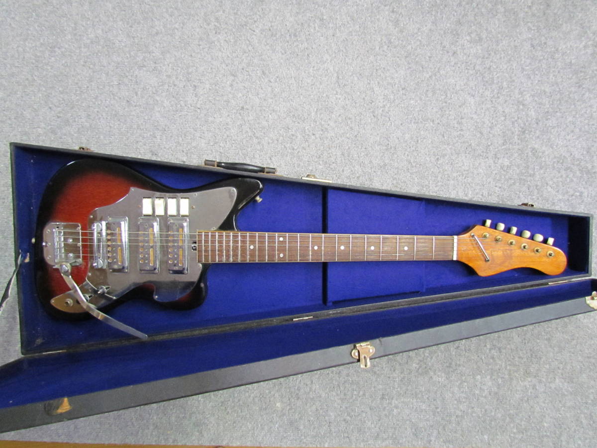 1960年代 Zen-on 3マイク ビザールギター＋台形の木製ハードケース