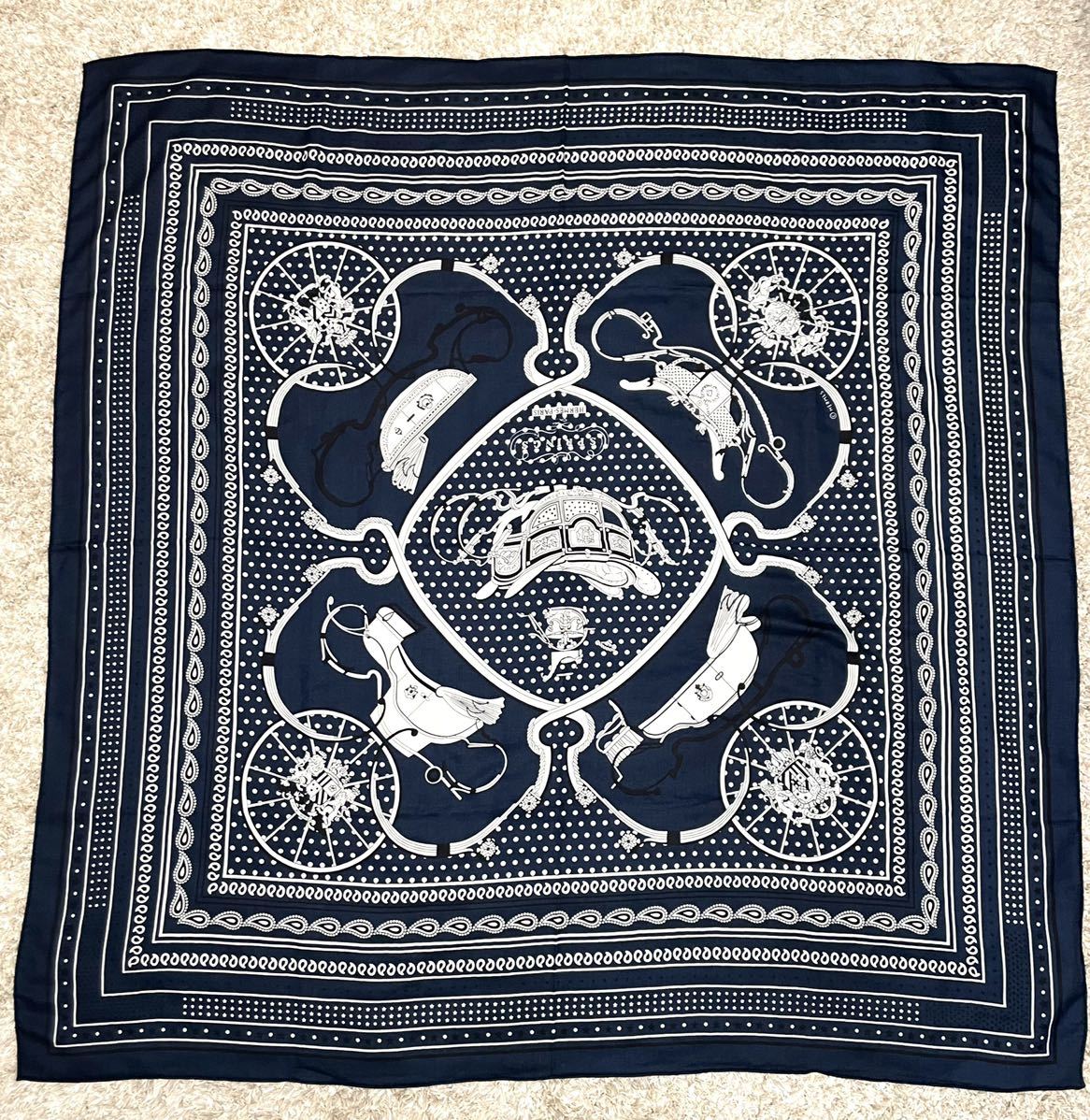 美品 大判 カシミア シルク スカーフ ストール バンダナ カシシル 140 