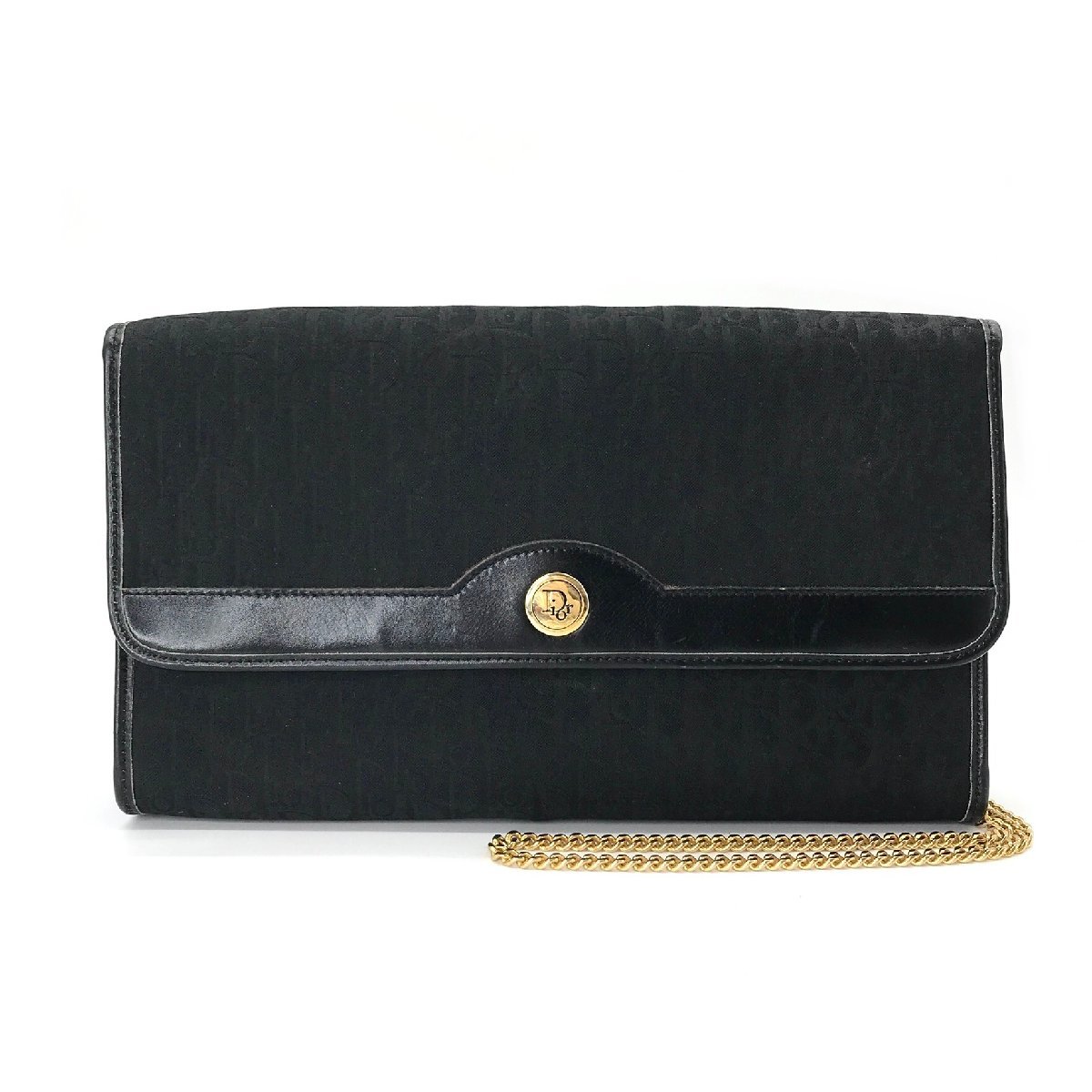 M5661 1円 Dior ディオール トロッター ロゴ金具 チェーン ショルダー バッグ ブラック
