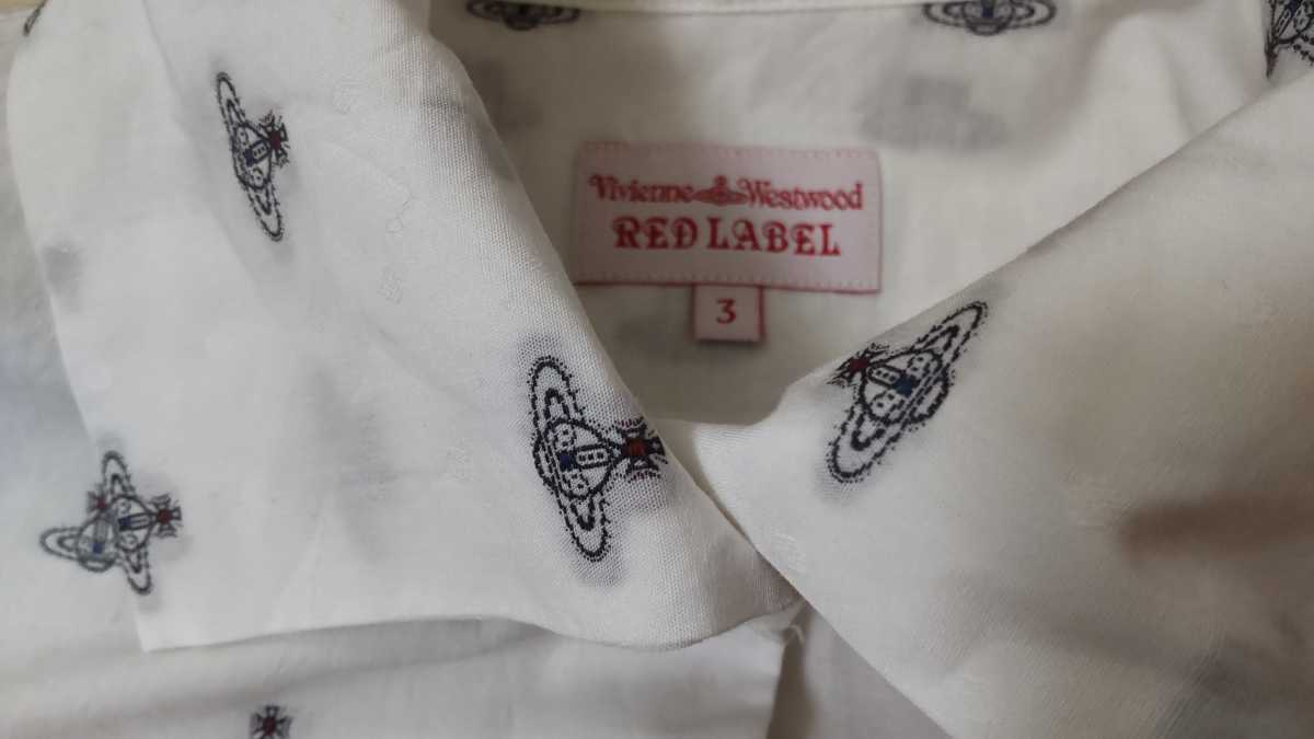 美品★ヴィヴィアンウエストウッド長袖シャツ　3 vivienne westwood 白シャツ Vivienne Westwood ヴィヴィアンウエストウッド デザイン ボーダー 0
