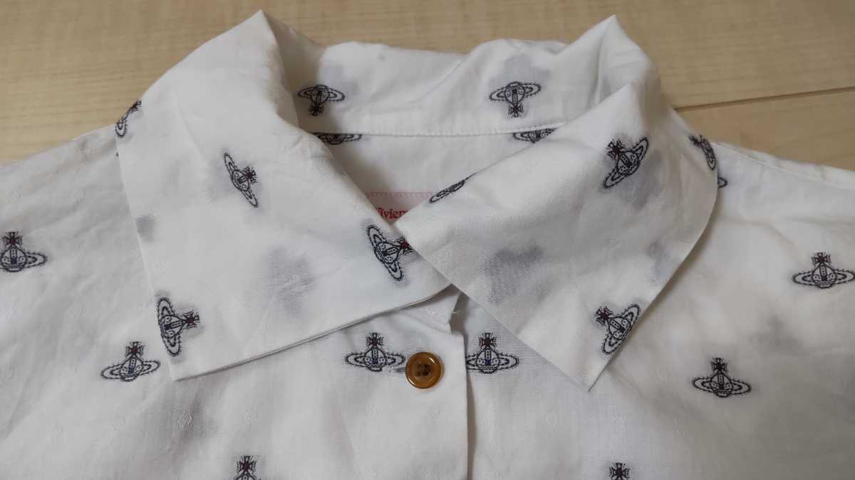 美品★ヴィヴィアンウエストウッド長袖シャツ　3 vivienne westwood 白シャツ Vivienne Westwood ヴィヴィアンウエストウッド デザイン ボーダー 0